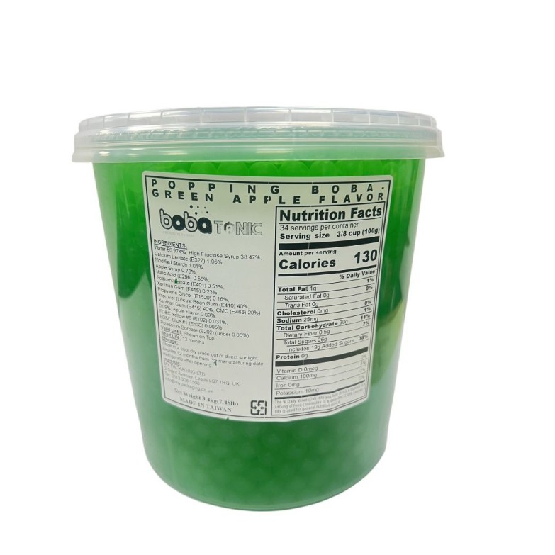 Sunny Popping Boba Ball- Green Apple Flavor Coating Juice - 3.4 kg Can Exp.28-8-25
