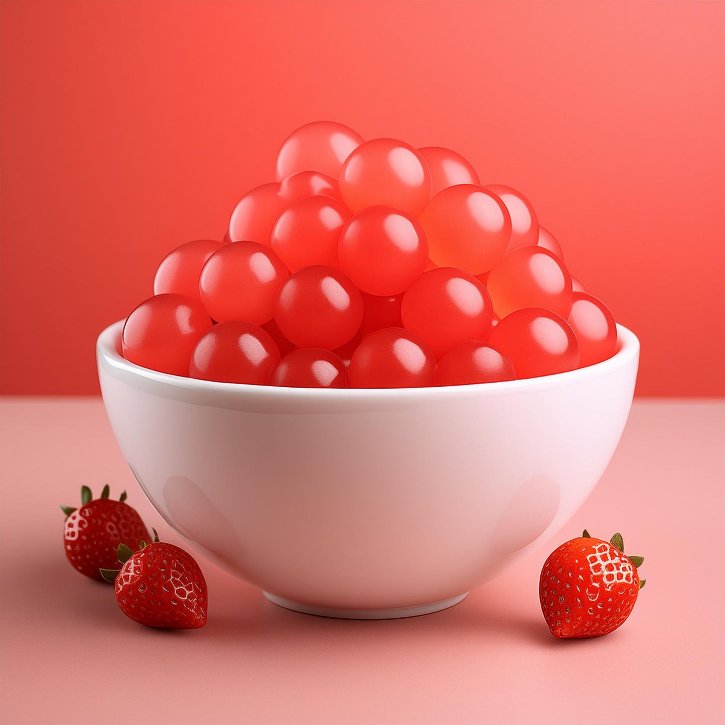 Sunny Popping Boba Ball- Strawberry Flavor Coating Juice - 3.4 kg Can